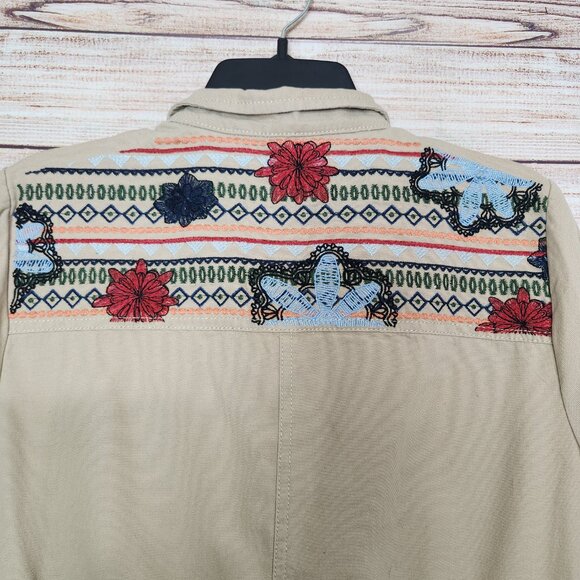 NWT Monroe & Main Women's Brown Button Embroidered Back Military Style Jacket M - Picture 11 of 16